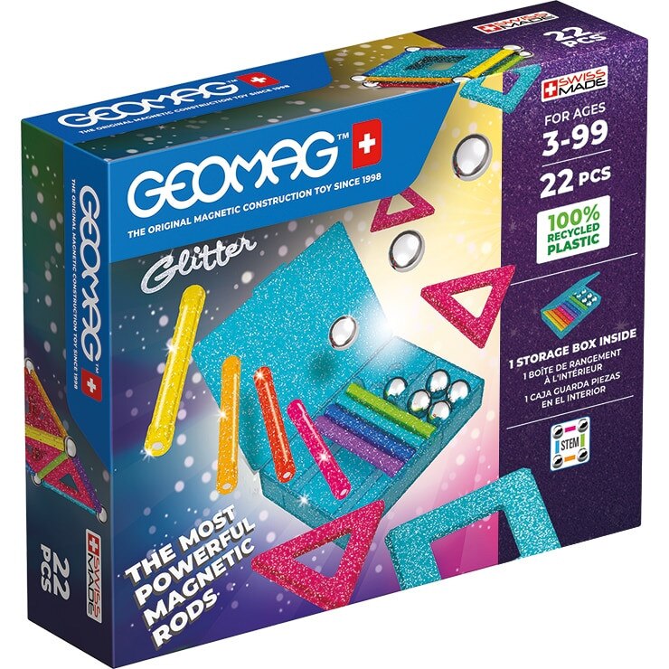 Set de constructie magnetic Geomag Glitter Panels 22 piese, 534