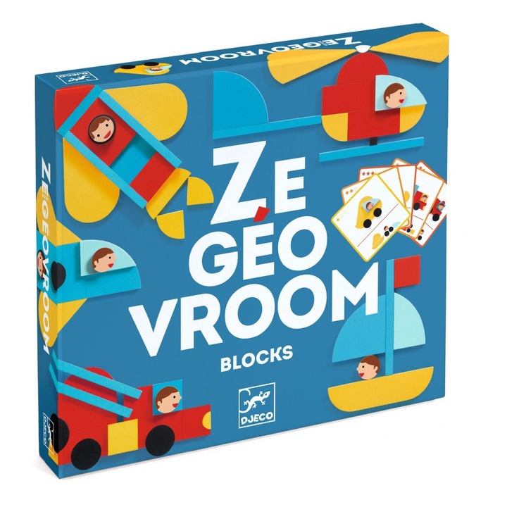 Ze Geo Vroum Djeco, set de construit cu piese geometrice