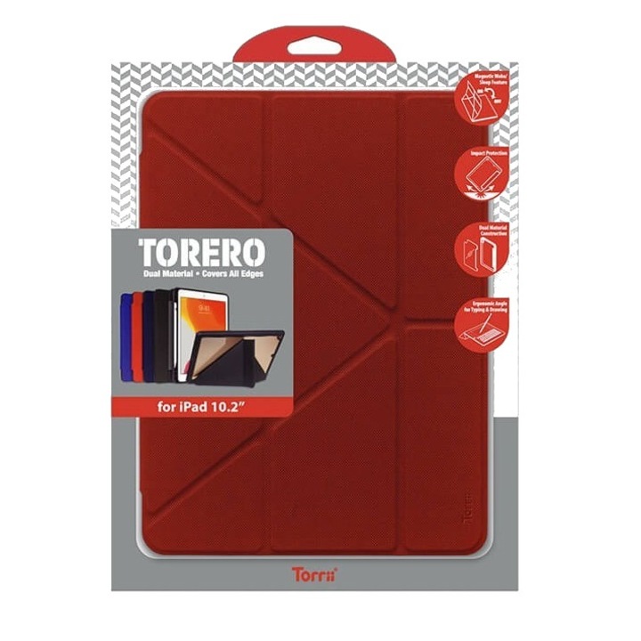 Carcasa si suport din poliuretan cu compartiment Apple Pencil pentru iPad 7 2019, iPad 8 2020, Torrii Torero, rosu