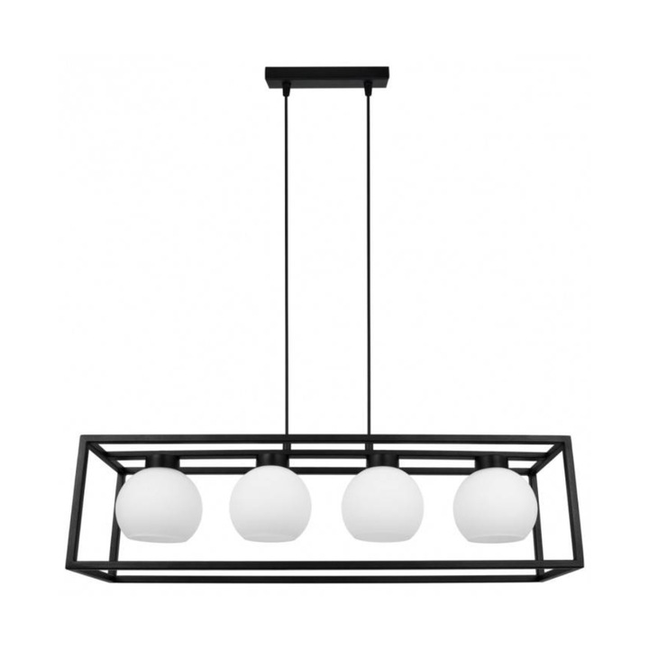 Висяща лампа Eliza Cage, Light Home, Метал/Стъкло, E27, 90 cm h, Черно/Бяло