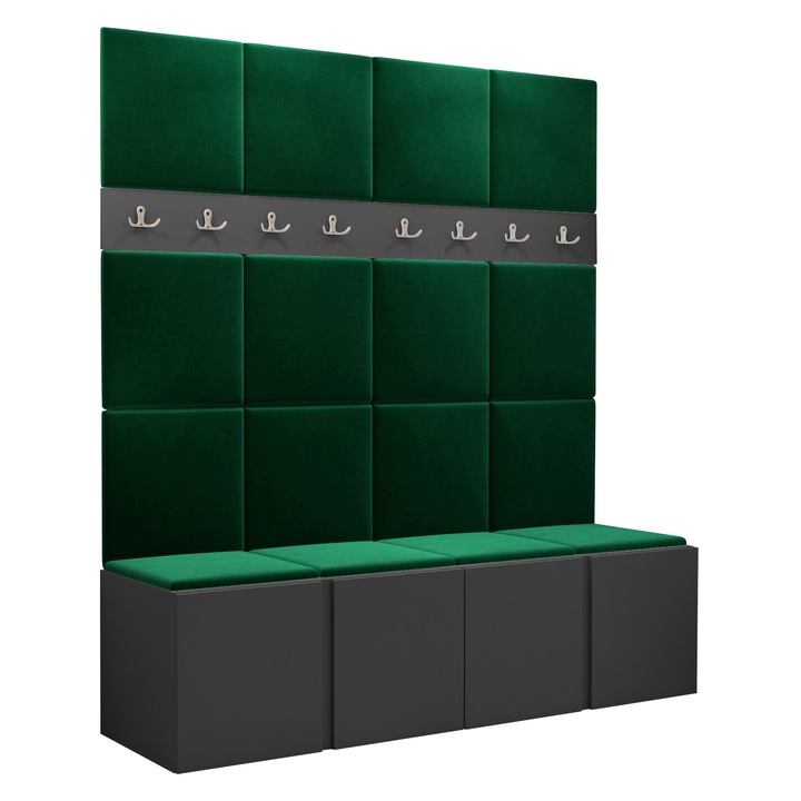 Mobilier pentru hol Tavasz V, MIRJAN24, gri / verde, 46x168x186 cm