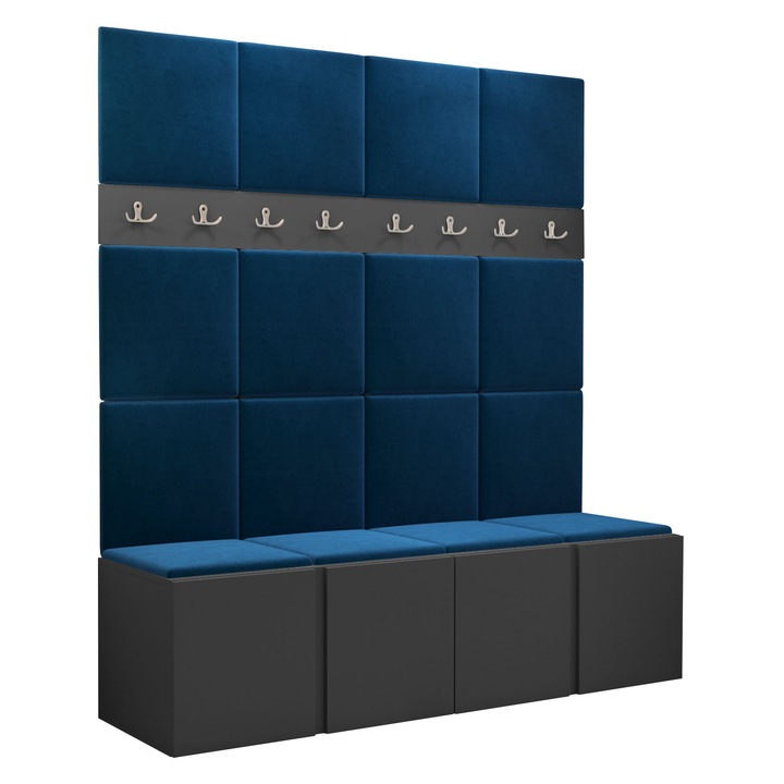 Mobilier pentru hol Tavasz V, MIRJAN24, gri / albastru, 46x168x186 cm