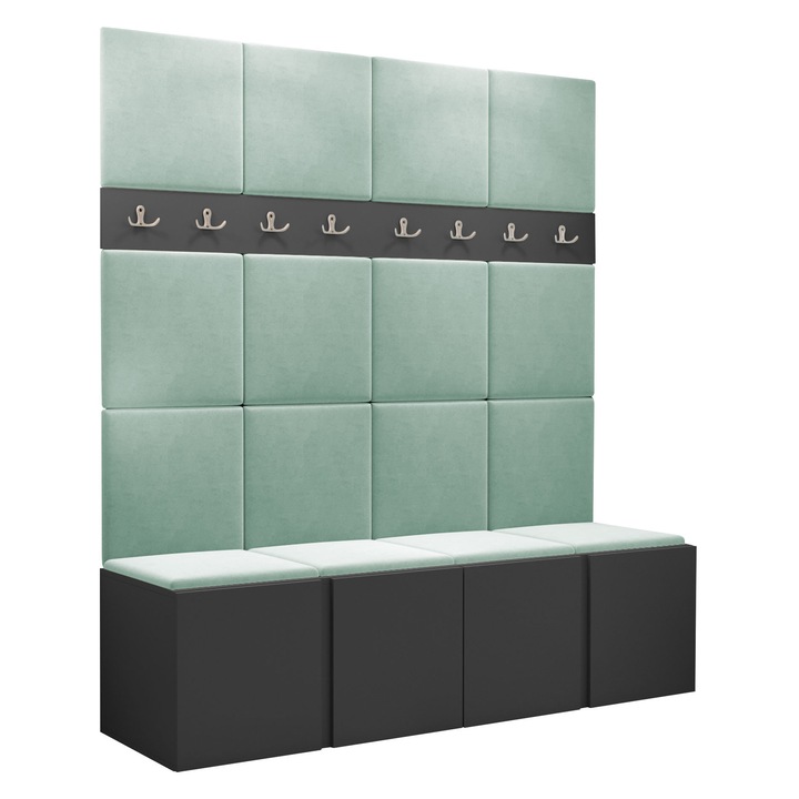 Mobilier pentru hol Tavasz V, MIRJAN24, gri / menta, 46x168x186 cm