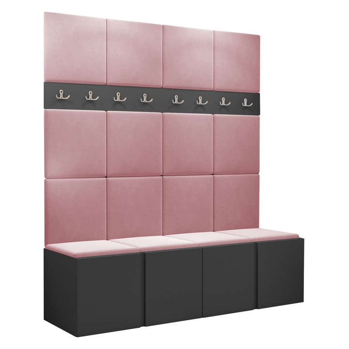 Mobilier pentru hol Tavasz V, MIRJAN24, gri / roz, 46x168x186 cm