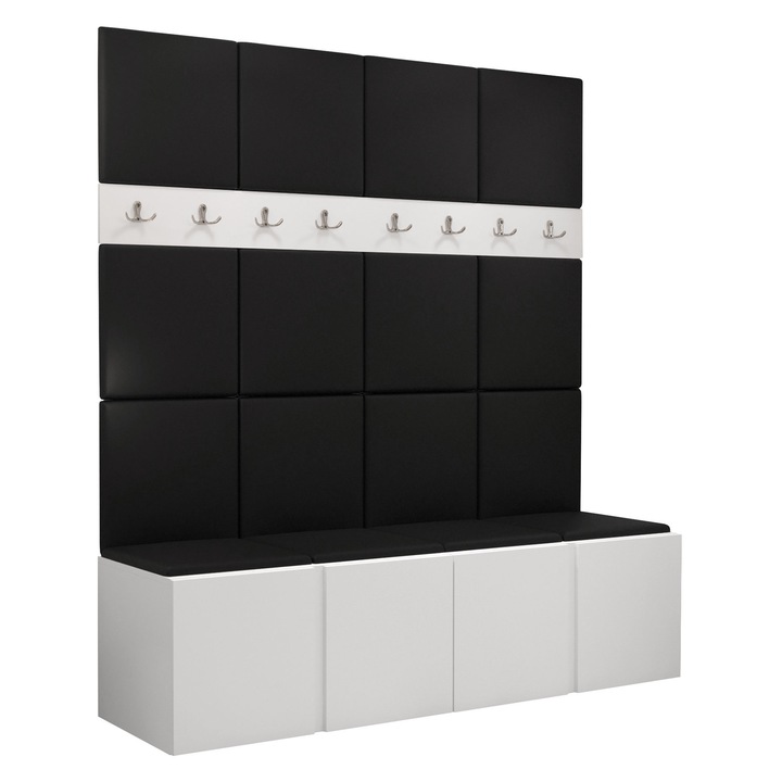 Mobilier pentru hol Tavasz V, MIRJAN24, alb / negru, 46x168x186 cm