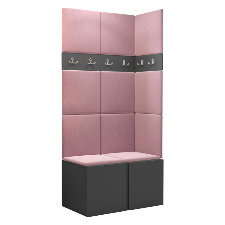 Mobilier pentru hol Tavasz I, MIRJAN24, gri / roz, 46x84x186 cm