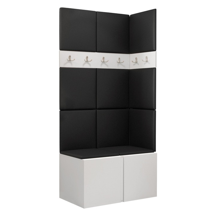 Mobilier pentru hol Tavasz I, MIRJAN24, alb / negru, 46x84x186 cm