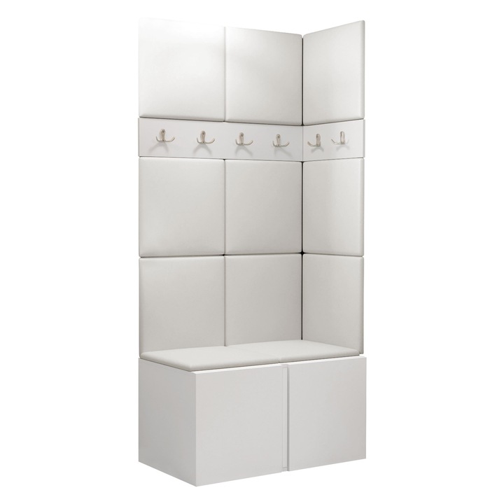 Mobilier pentru hol Tavasz I, MIRJAN24, alb, 46x84x186 cm