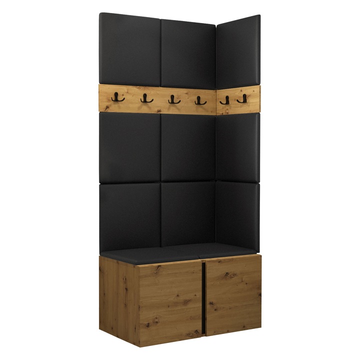 Mobilier pentru hol Tavasz I, MIRJAN24, artisan / negru, 46x84x186 cm