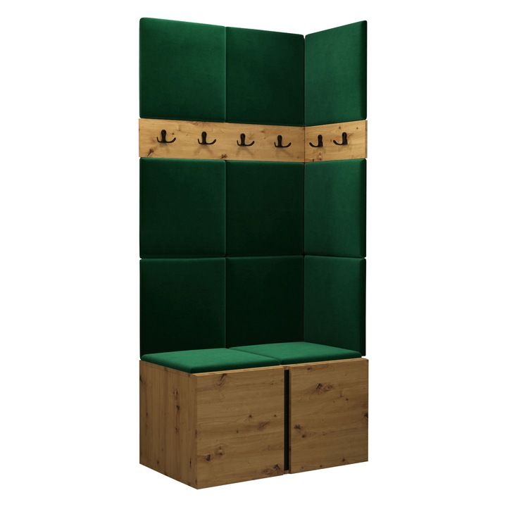 Mobilier pentru hol Tavasz I, MIRJAN24, artisan / verde, 46x84x186 cm