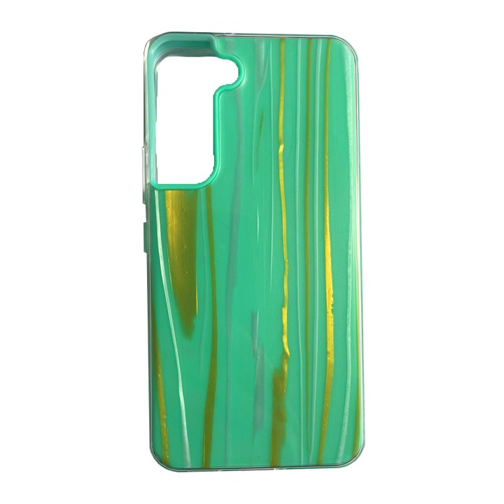 Силиконов калъф 3 в 1 за Samsung Galaxy S22+ Plus, Marbleprint, Silicone TPU, Ultra Safe Camera, Зелен