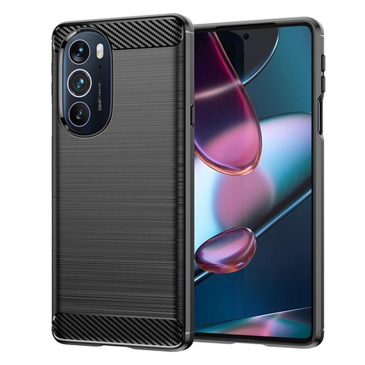 Szilikon tok Motorola Edge X30 / Edge 30 Ultra, TPU Ultra Protect Slim Anti-Shock, szénszálas, fekete