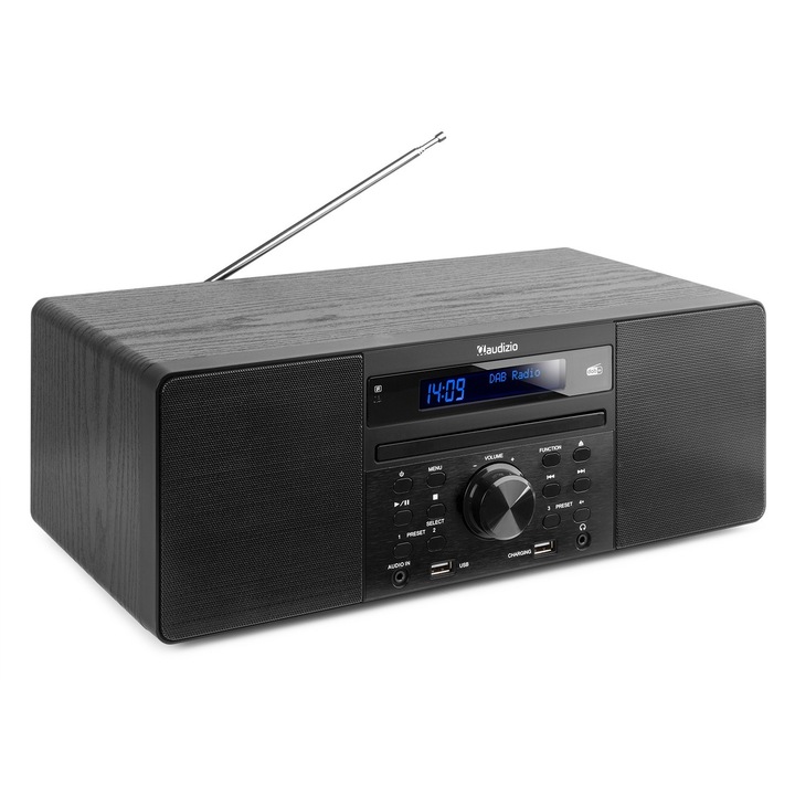 Аудио система All-In-One, 60W, стерео, Bluetooth/CD/MP3/USB/DAB+, Черен, Audizio PRATO