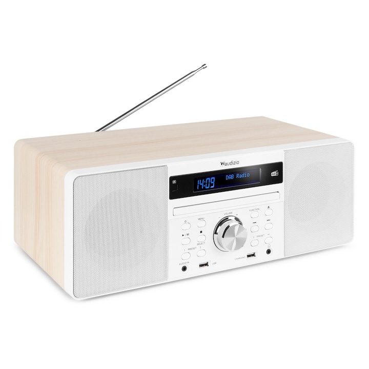 Аудио система All-In-One, 60W, стерео, Bluetooth/CD/MP3/USB/DAB+, бял, Audizio PRATO