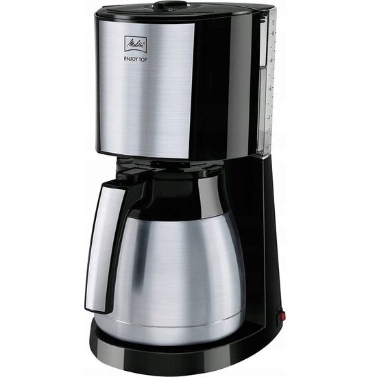 Melitta Enjoy Top Therm – aparat de cafea cu filtru cu ulcior termic din otel inoxidabil, pentru pana la 10 cesti de cafea, din otel negru/inoxidabil