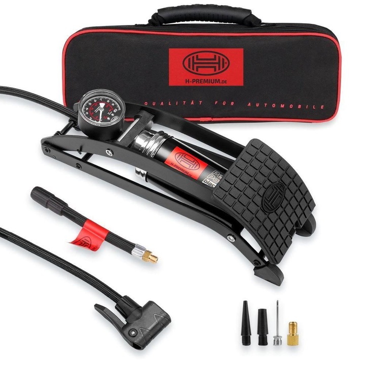 Pompa aer picior 1 cilindru cu husa Pedal Power PRO Heyner 215.010 Black Edition