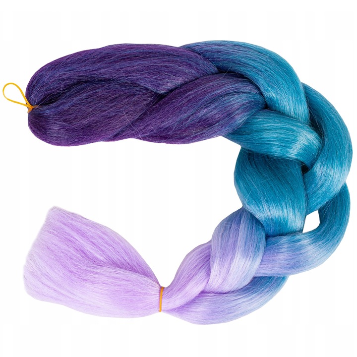 Extensii par sintetic pentru impletituri, Zola®, ombre albastru mov, 60 cm