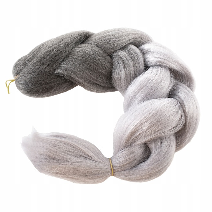 Extensii par sintetic pentru impletituri, Zola®, ombre gri, 60 cm