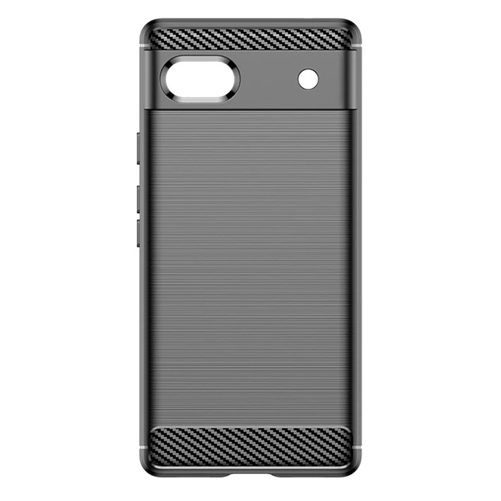 Кейс съвместим с Google Pixel 6a, силиконов материал с карбонови вложки, Черен
