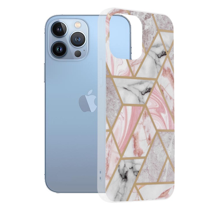 Калъф за Apple iPhone 13 Pro Max, Techsuit Marble Series, Pink Hex