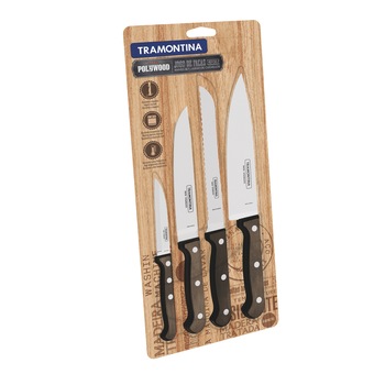 Set cutite Tramontina Polywood, 4 piese, maner nuanta lemn de nuc Set cutite Tramontina Polywood, 4 piese, maner nuanta lemn de nuc