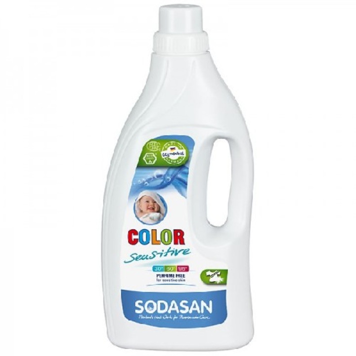 Detergent Eco Lichid pentru Rufe Albe si Colorate Sensitiv, 1500 ml, Sodasan
