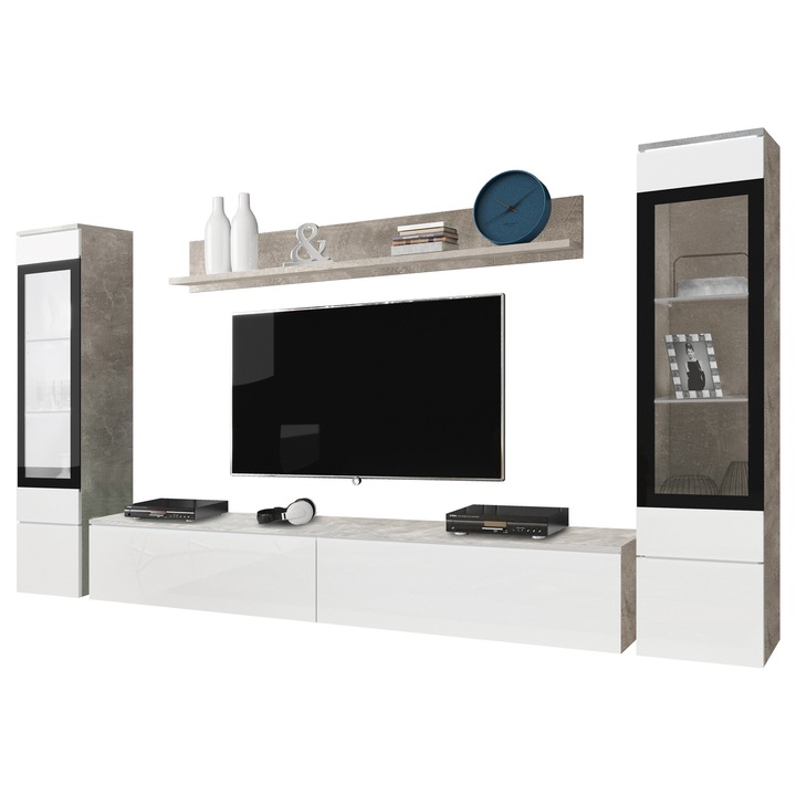 Set camera de zi Sawoti II, MIRJAN24, beton/ alb lucios