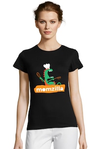 Egyedi női póló "Momzilla", fekete, S