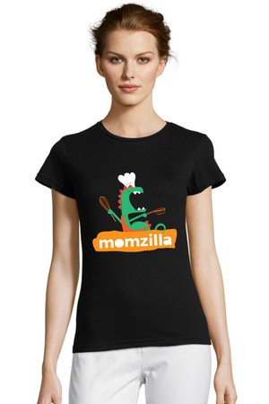 Egyedi női póló "Momzilla", fekete, Fekete