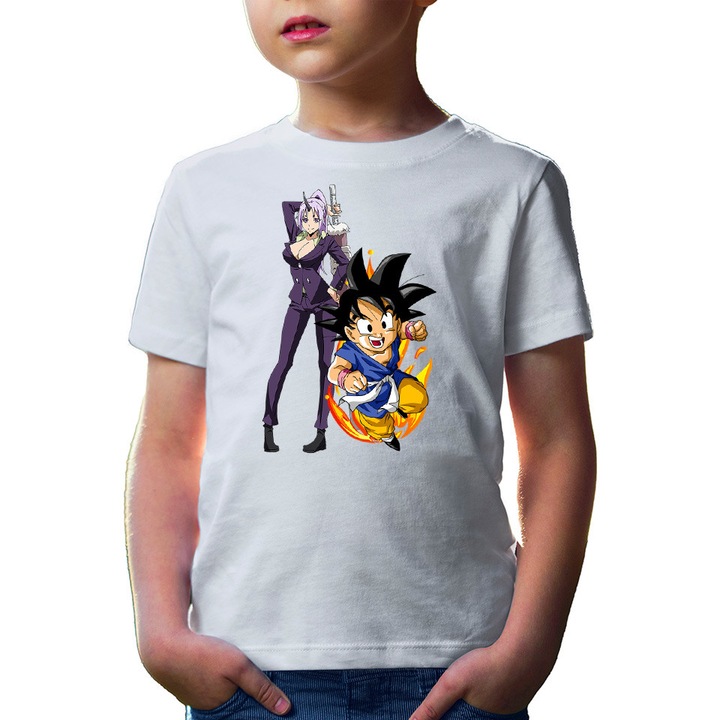 Gyerek Póló TenSura Slime Isekai Shion Son Goku Shounen Anime, Fehér