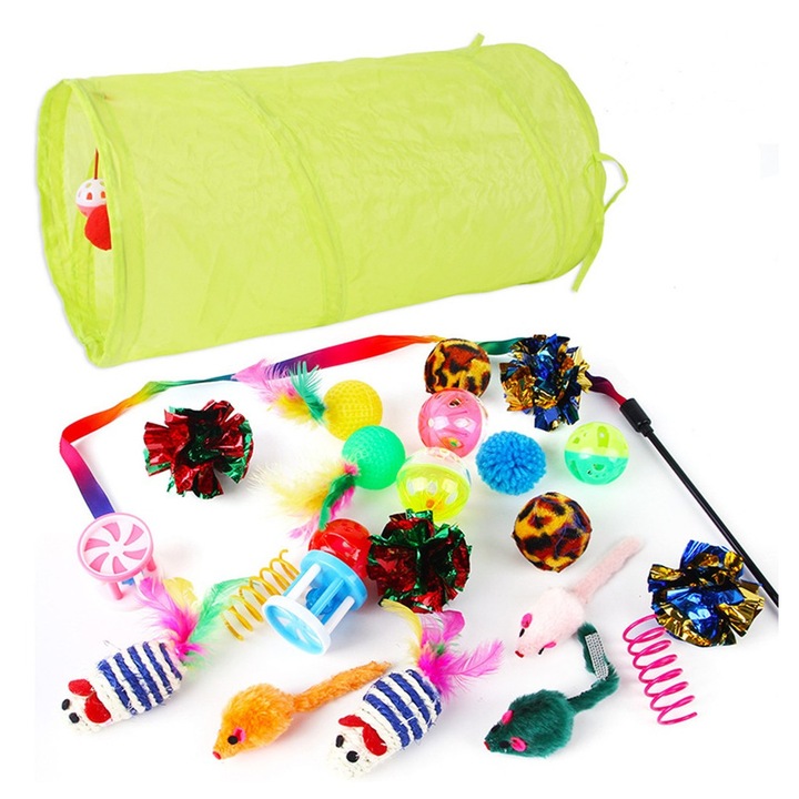 Set 24 jucarii pisici, Mbooulc, Nylon, Multicolor