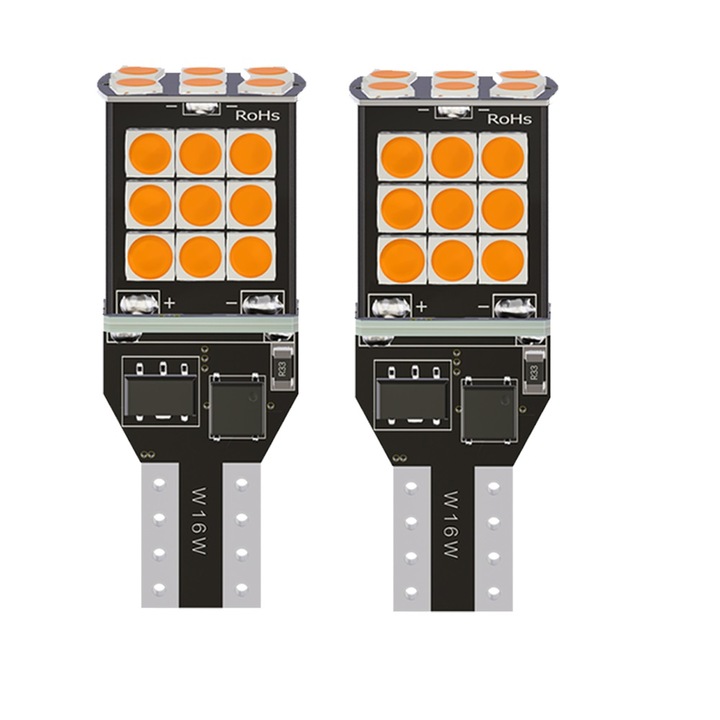 Комплект 2 led крушки Xentech Light T15 W16W Canbus 24 smd 3030 оранжев Canbus
