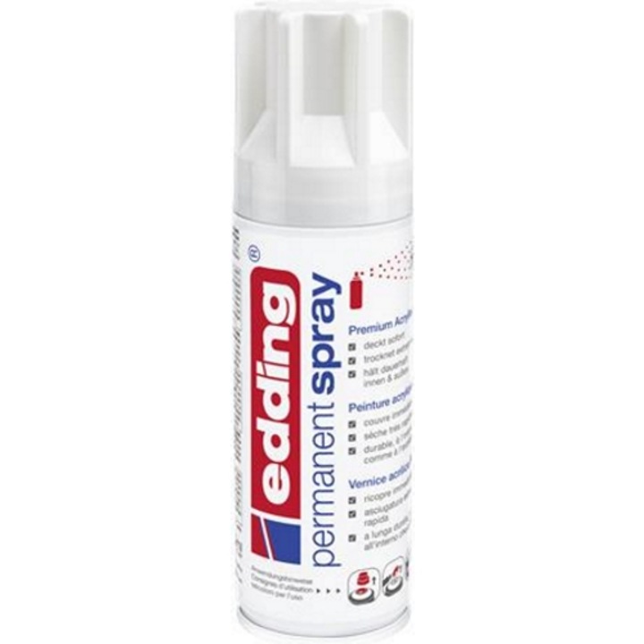 Vopsea acrilica spray, Edding, 200 ml, Alb lucios