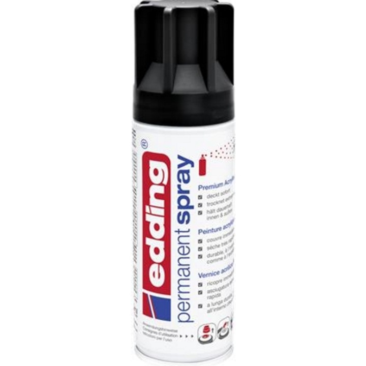 Edding Akrilfesték spray, 200 ml, "5200", matt fekete