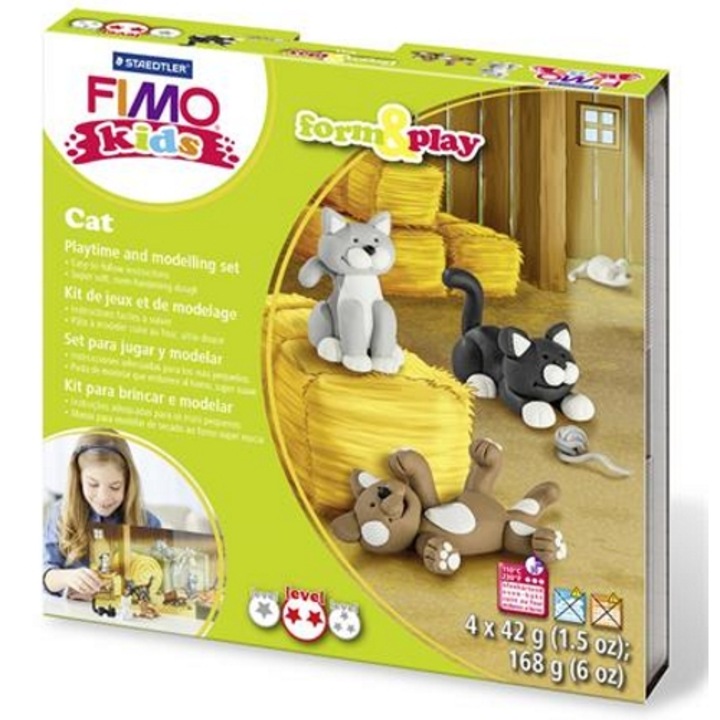 Комплект пластелин Fimo, 4x42 g, горим, "Kids Form & Play", котки