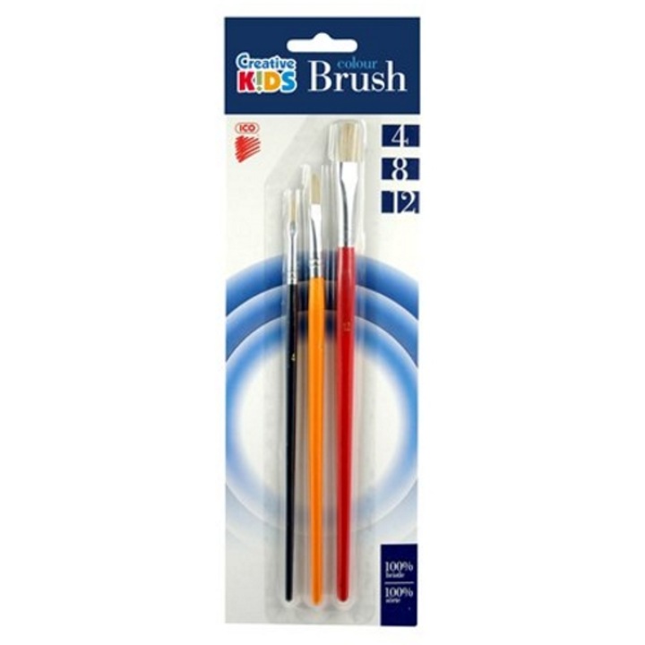 Set pensule, ICO, Lemn, Plat, nr. 4-8-12