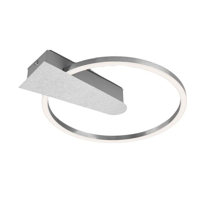 Lustra LED integrat Briloner Leuchen Nico Circle, 12W, 1400 lumeni, lumina calda (3000K), dimmabil in trepte cu functie de memorie, 34x4 cm, Argintiu