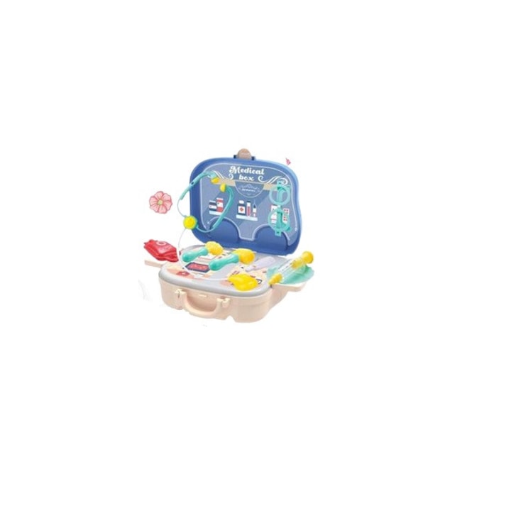 Magic Toys 393675 Kék 2az1-ben orvosi szett gurulós bőröndben kiegészítőkkel