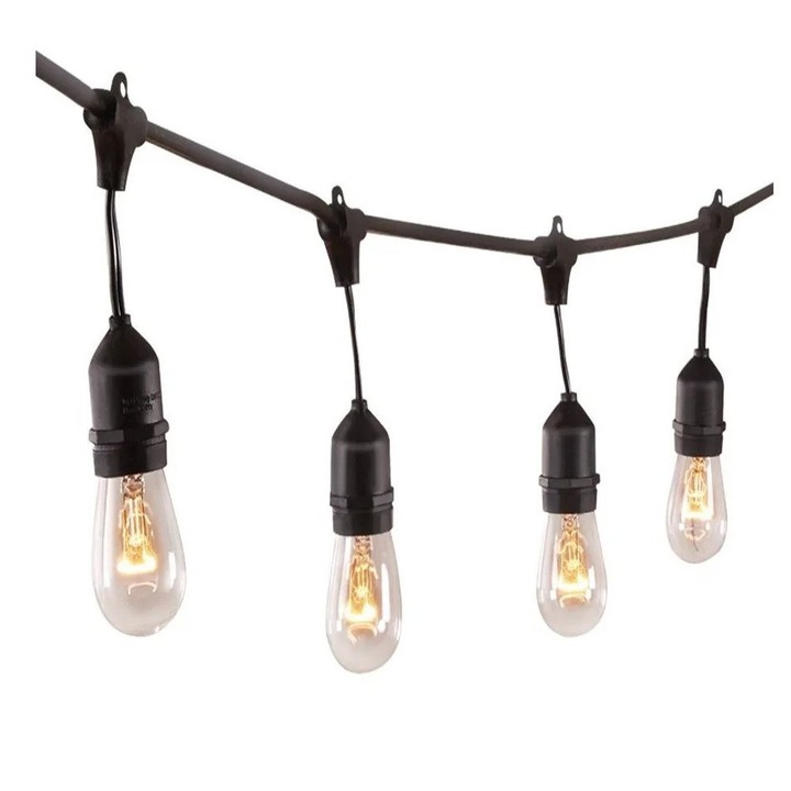 Ghirlanda de exterior 10M, 10xE27, IP44, alimentare la priza