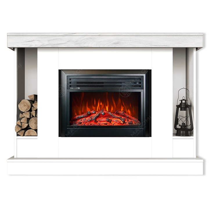 Semineu electric, Masomi, Woodline 26 & Marsel-26' 1600 W, Supermat alb/Stejar alb, 146*105*30 cm