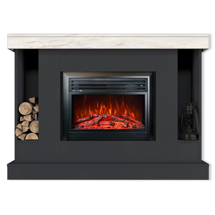 Semineu electric, Masomi, Woodline 26 & Marsel-26' 1600 W, Antracit / Stejar alb, 146*105*30 cm