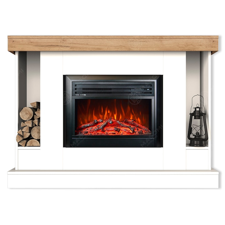 Semineu electric, Masomi, Woodline 26 & Marsel-26' 1600 W, Supermat alb/Stejar auriu, 146*105*30 cm