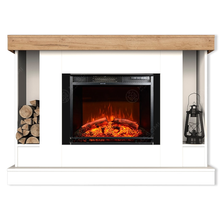 Semineu electric, Masomi, Woodline 26 & Nexus-23' 1600 W, Supermat alb/Stejar auriu, 146*105*30 cm