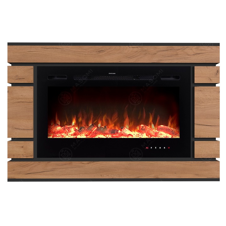 Semineu electric, Masomi, Greta 36 & Adeli-36' 1600 W, Antracit / Stejar auriu, 126*83*25 cm