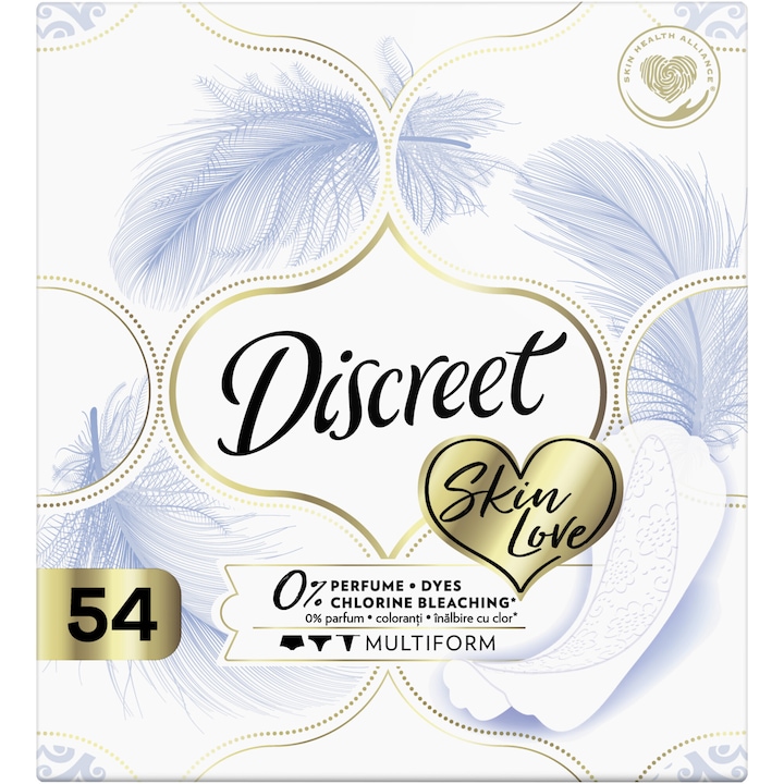 Хигиенни абсорбиращи превръзки Discreet Skin Love 0% парфюм, 54 бр