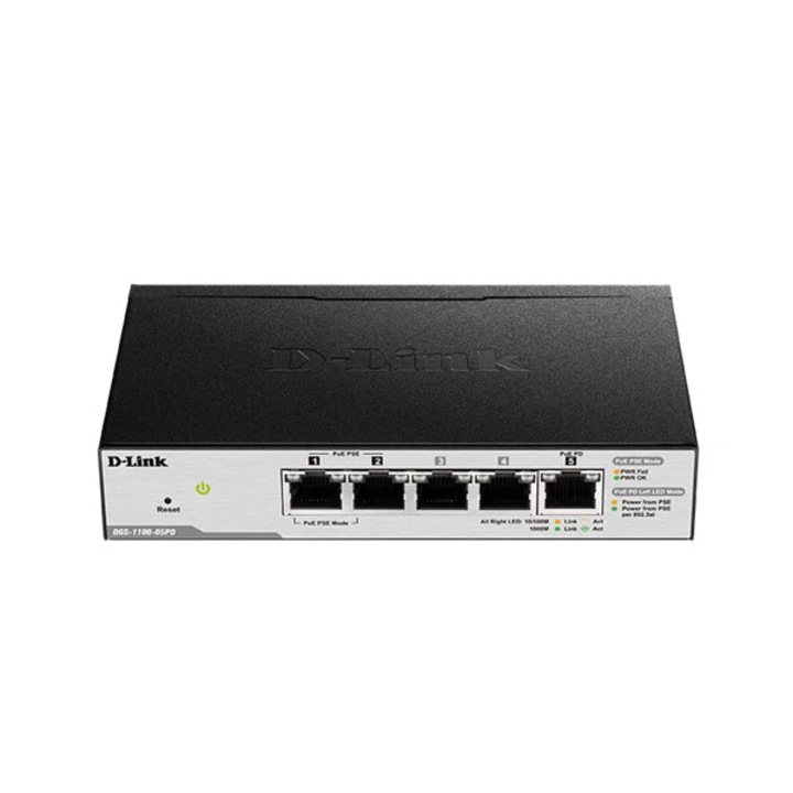 D-LINK Switch 5x1000Mbps(2xPOE) Fémházas Asztali Menedzselhető, DGS-1100-05PDV2 (DGS-1100-05PDV2)