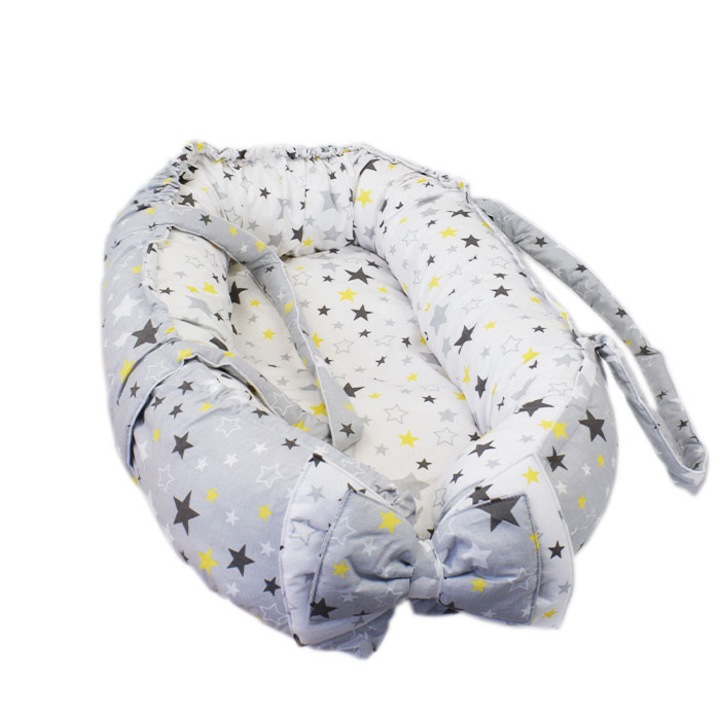 Бебешко гнездо кошница AV Baby, Светлосиви Звезди