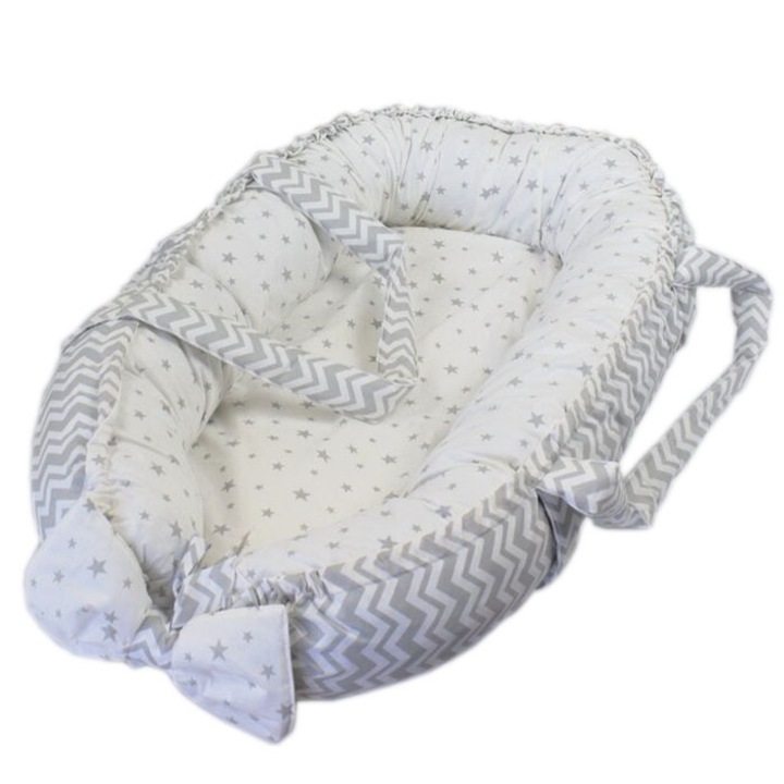 Бебешко гнездо кошница AV Baby, Сив Зигзаг