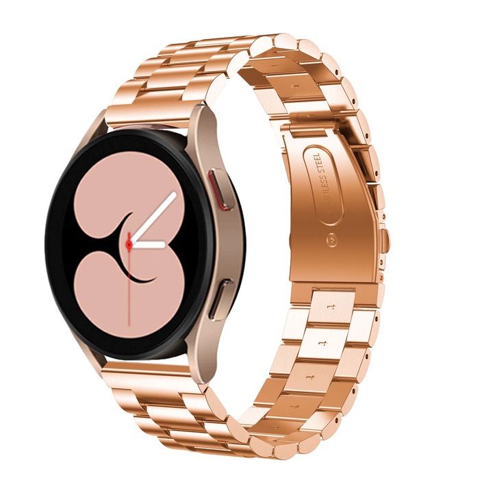MTP fém óraszíj, 3 Lynk, kompatibilis Samsung Galaxy Watch 4 Classic 46 mm, 19,5 mm, rozsdamentes acél, rózsaarany