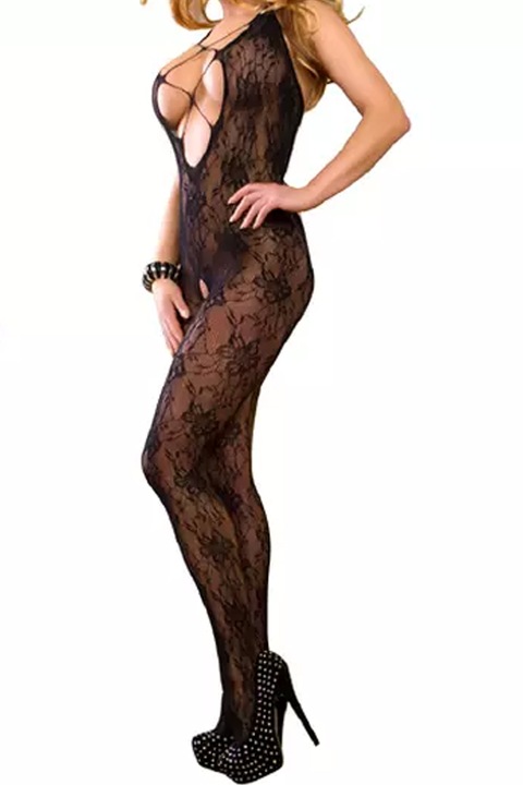 Body dama, JUP, Dantela, One Size, Negru